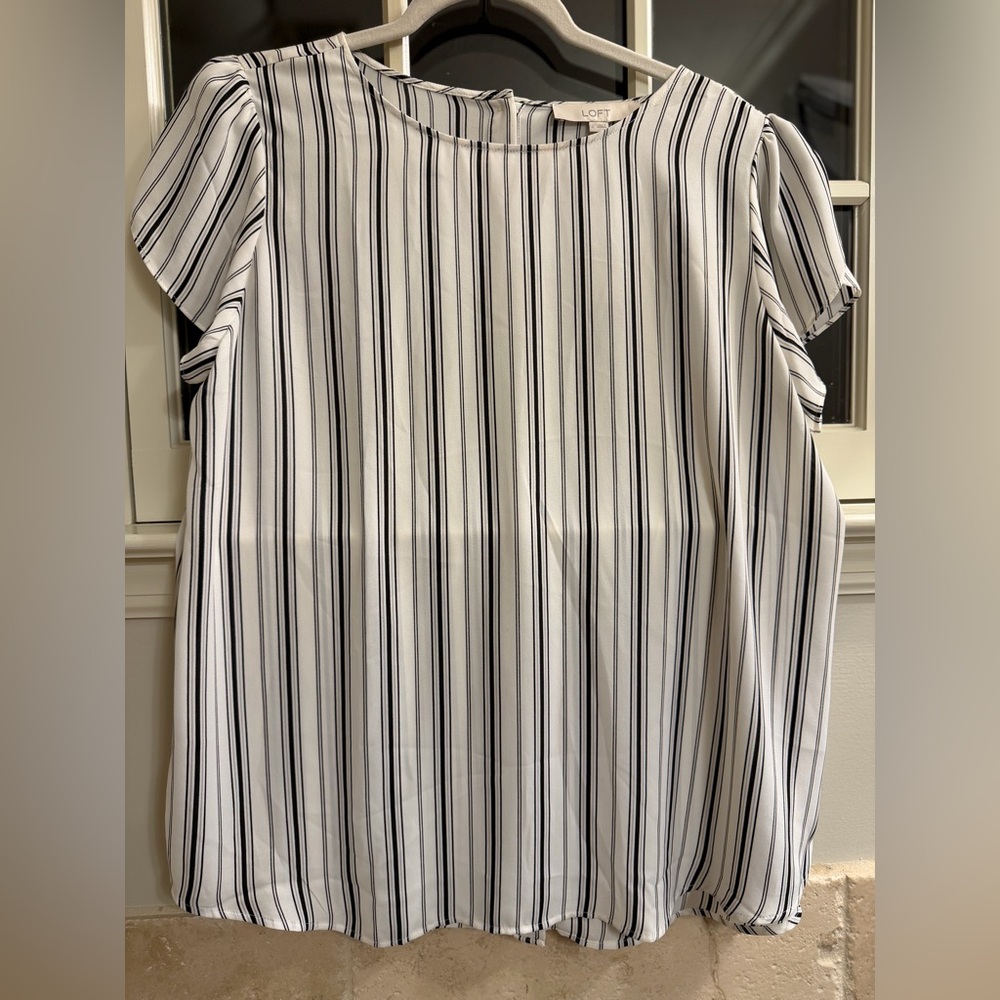 LOFT Monochrome Striped Blouse